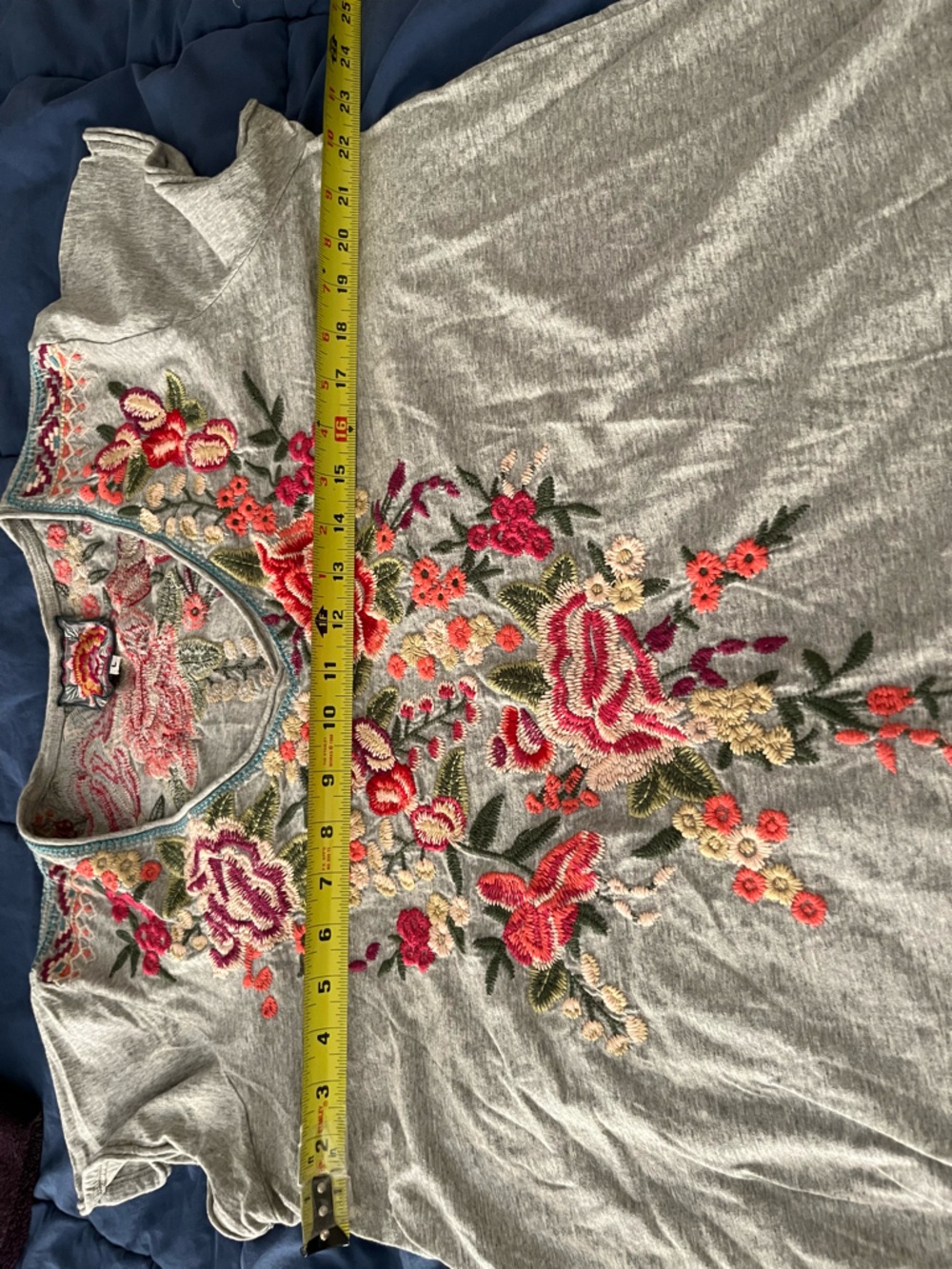 Johnny Was heavily embroidered floral 100% cottontunic top L May fit XL - Picture 6 of 16